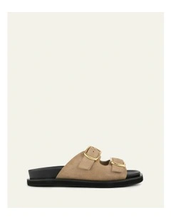 Egon Flat Suede Sandals in Beige