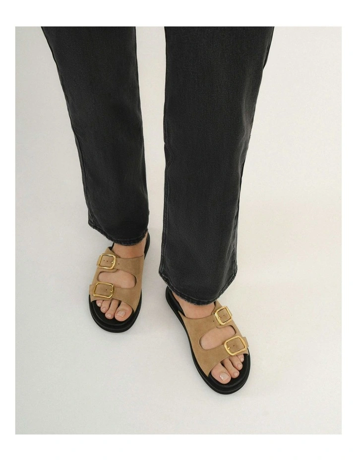 Egon Flat Suede Sandals in Beige image 2