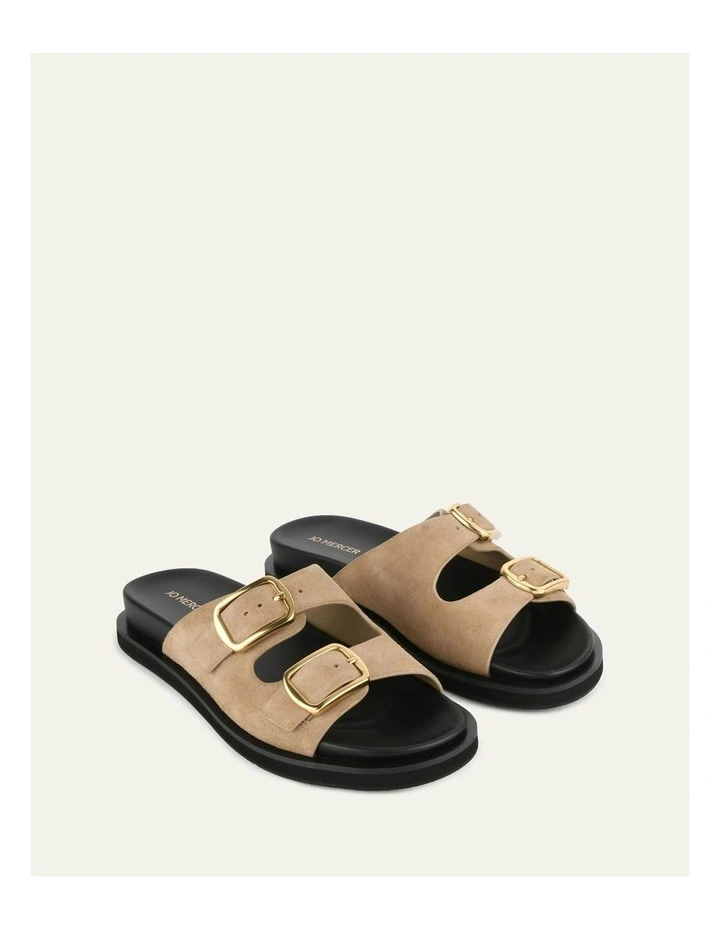 Egon Flat Suede Sandals in Beige image 3