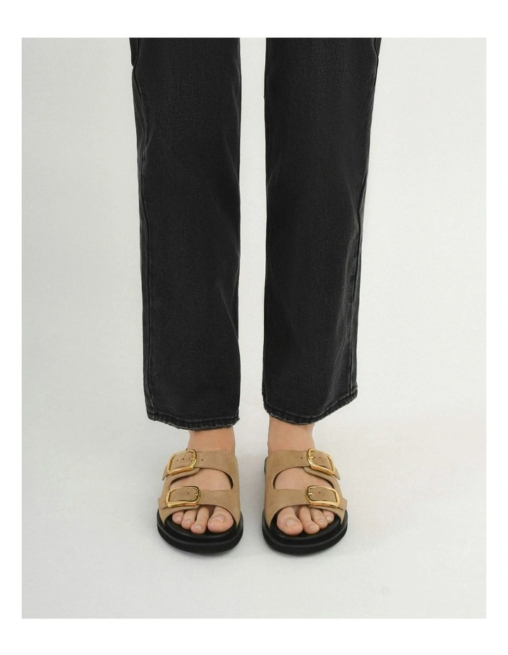Egon Flat Suede Sandals in Beige image 6