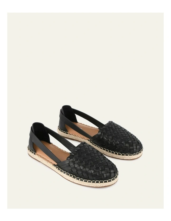 Opal Flat Leather Espadrilles in Black image 2