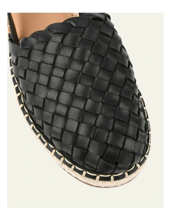 Opal Flat Leather Espadrilles in Black image 3