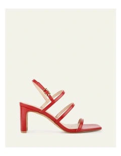 Nix Mid Heel Sandals in Red