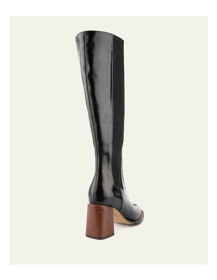 Divine Leather Knee Boots in Black image 5