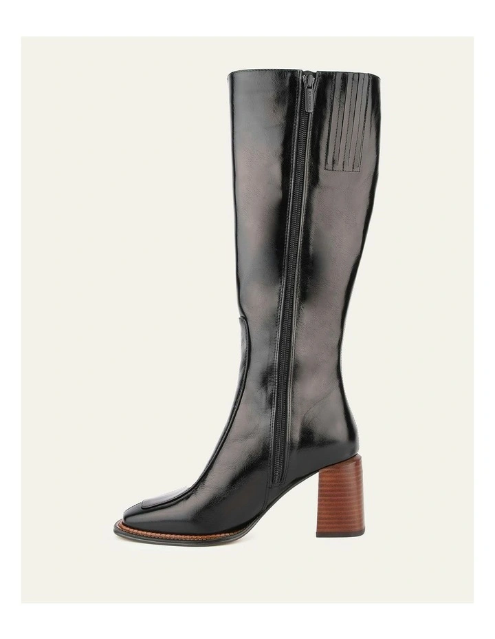 Divine Leather Knee Boots in Black image 6