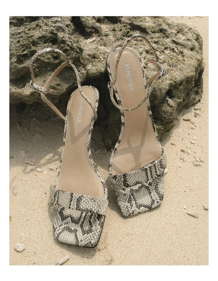 Helen Snake Print Leather Mid Sandals in Natural image 2