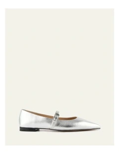 Dilaria Dress Leather Flats in Silver