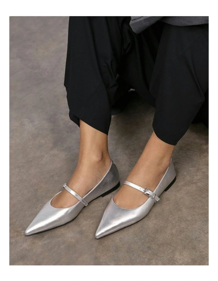 Dilaria Dress Leather Flats in Silver image 2