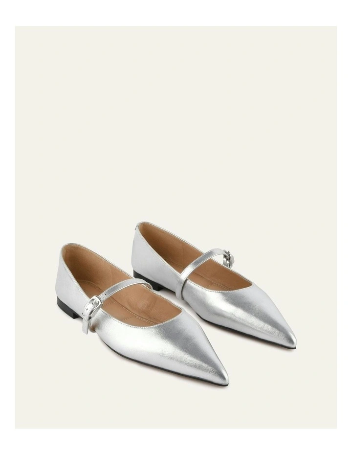 Dilaria Dress Leather Flats in Silver image 3