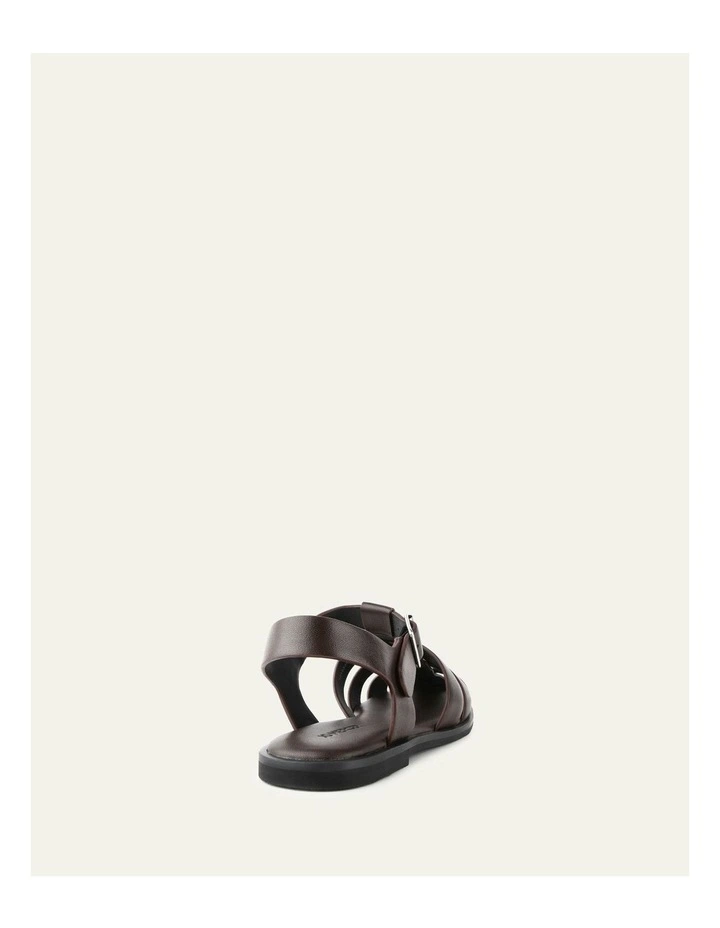 Leather Finn Flat Sandals in Chocolate image 5