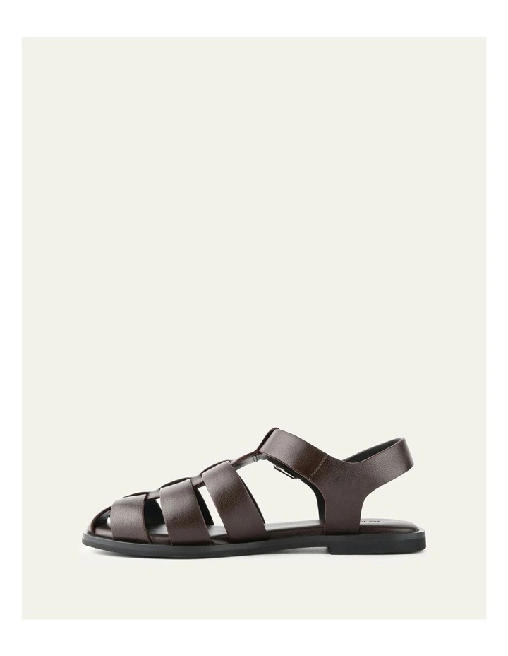 Leather Finn Flat Sandals in Chocolate image 6