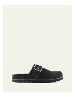 Suede Juno Casual Flats in Washed Black