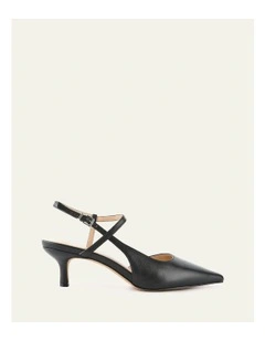Leather Ricki Mid Heels in Black