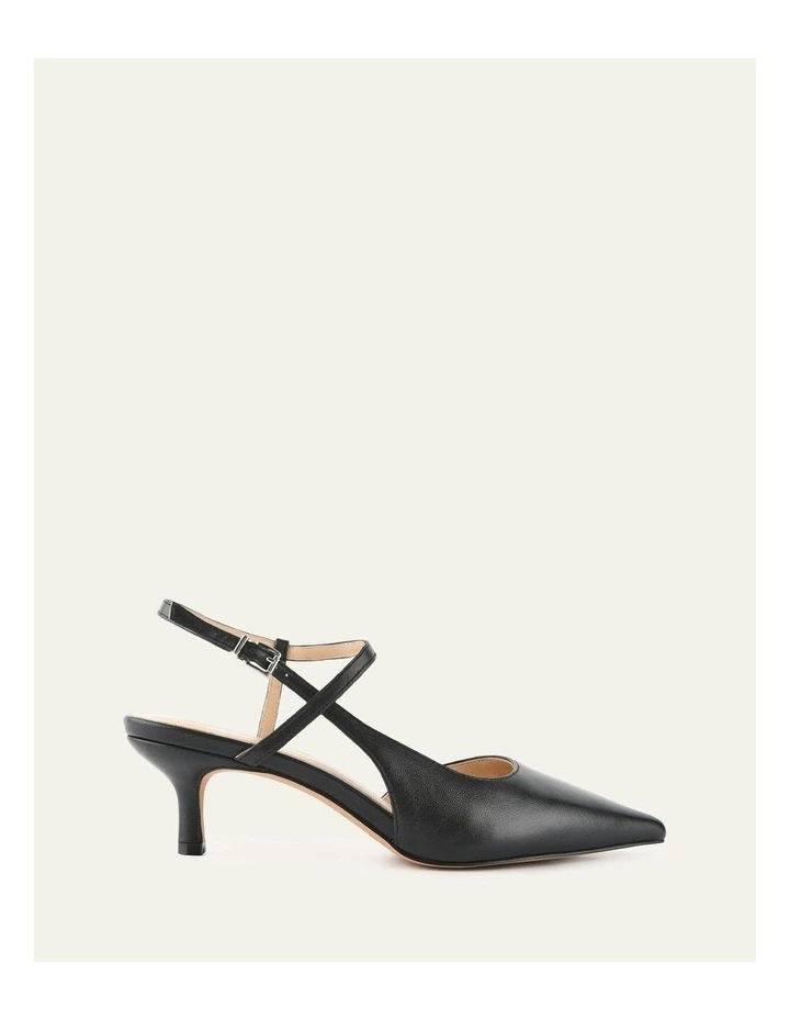 Leather Ricki Mid Heels in Black image 1