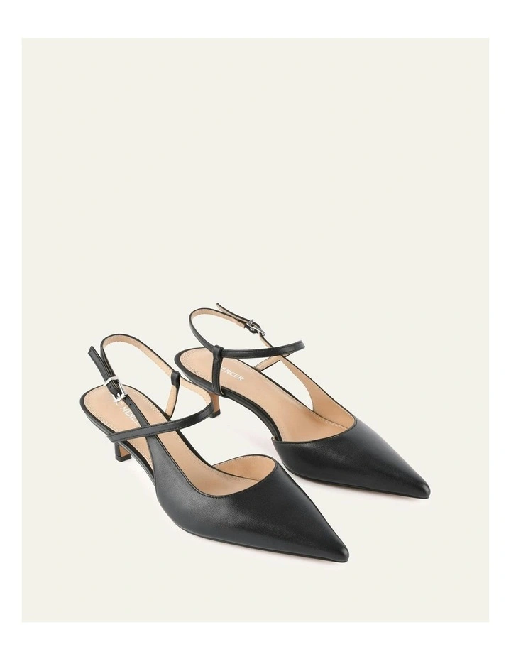 Leather Ricki Mid Heels in Black image 3