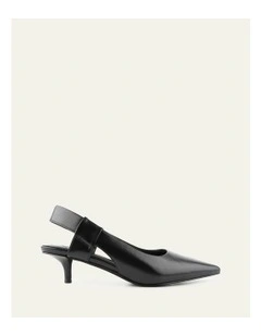 Leather Rosa Low Heels in Black