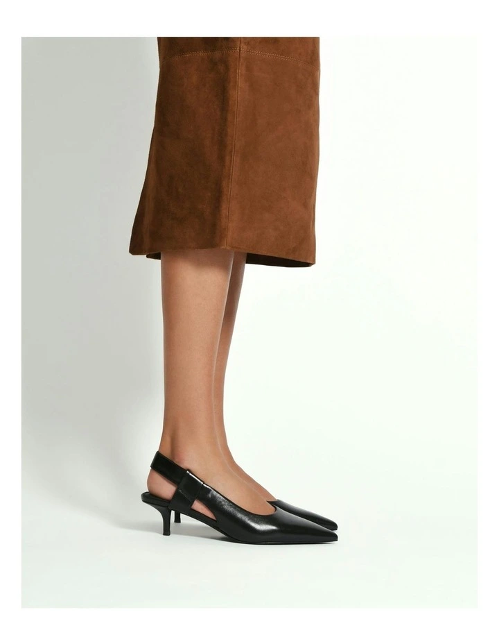 Leather Rosa Low Heels in Black image 2