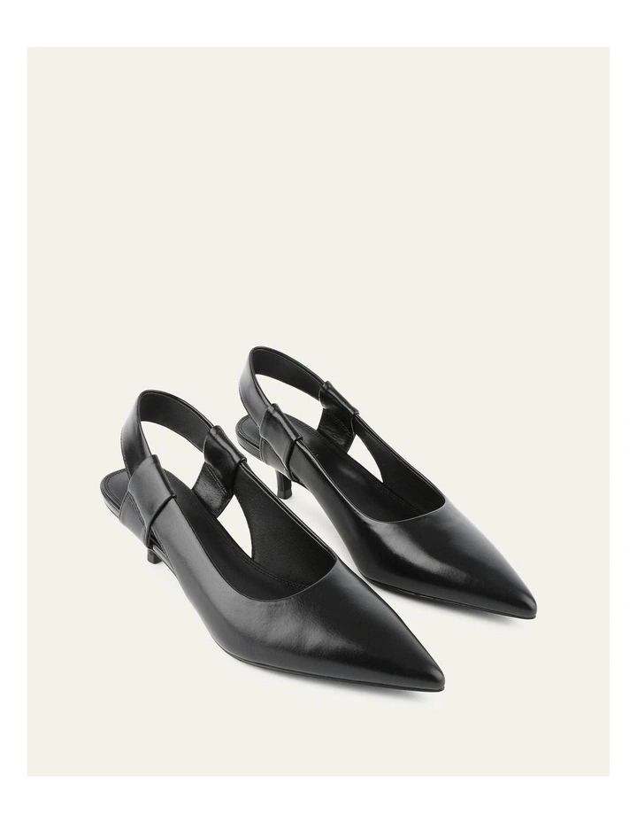 Leather Rosa Low Heels in Black image 3