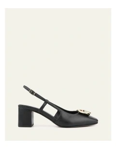 Leather Petra Low Heels in Black