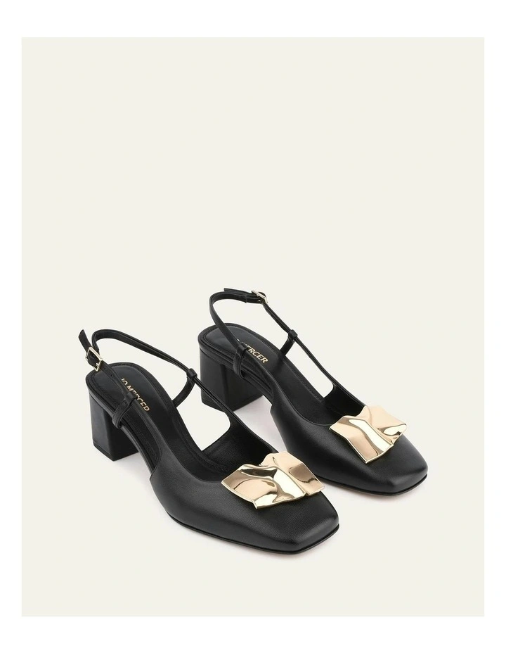Leather Petra Low Heels in Black image 3