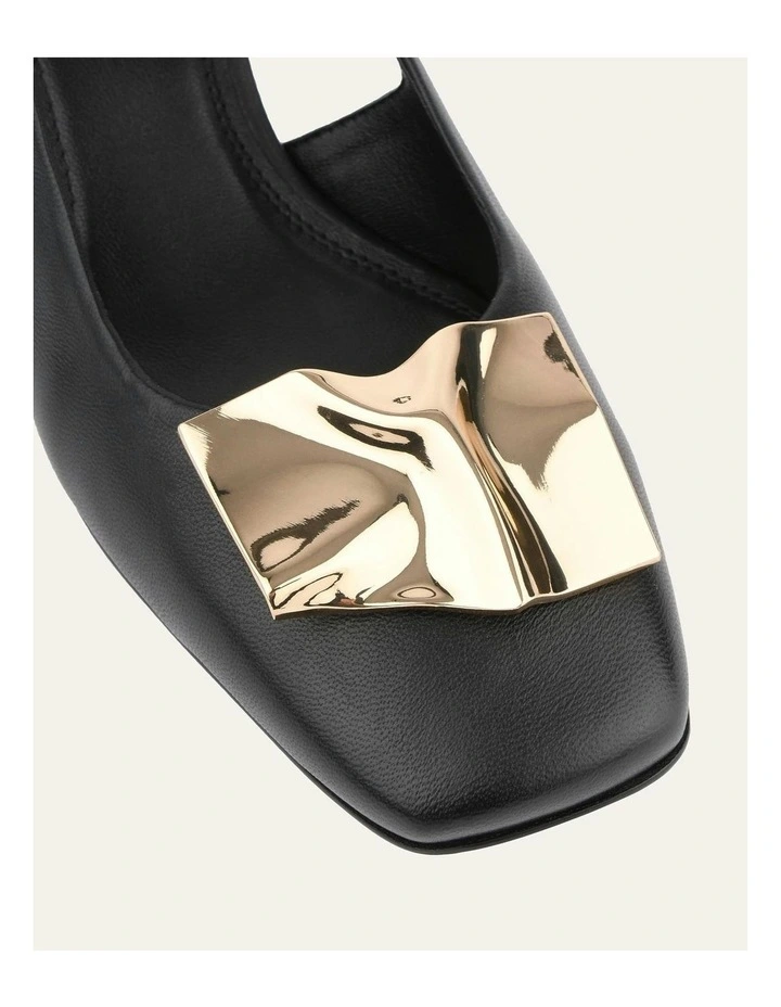 Leather Petra Low Heels in Black image 4