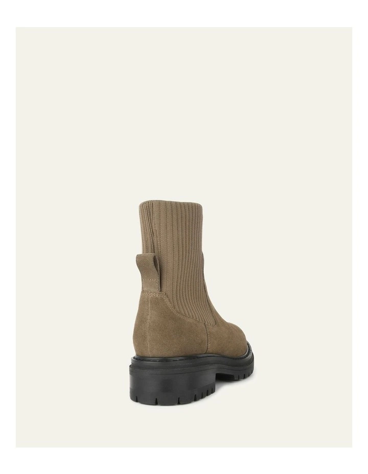 Bertie Flat Ankle Boots in Khaki Suede image 4