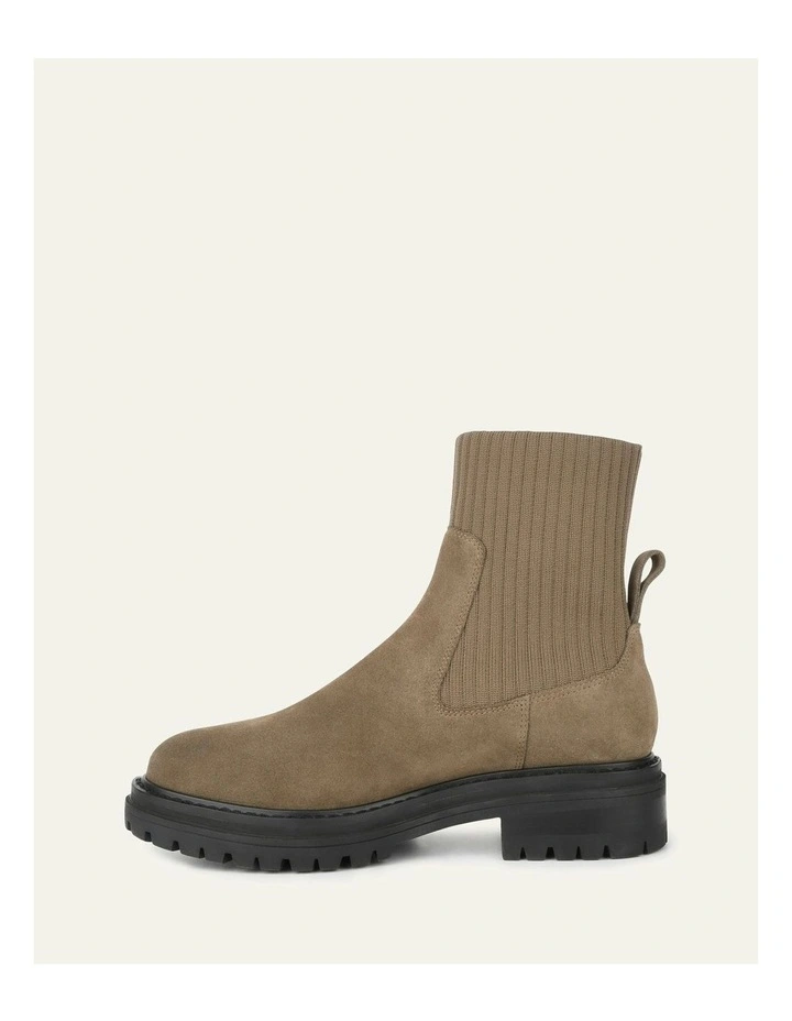Bertie Flat Ankle Boots in Khaki Suede image 5