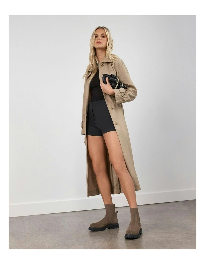 Bertie Flat Ankle Boots in Khaki Suede image 7