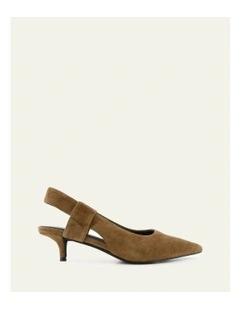 Suede Rosa Low Heels in Biscuit