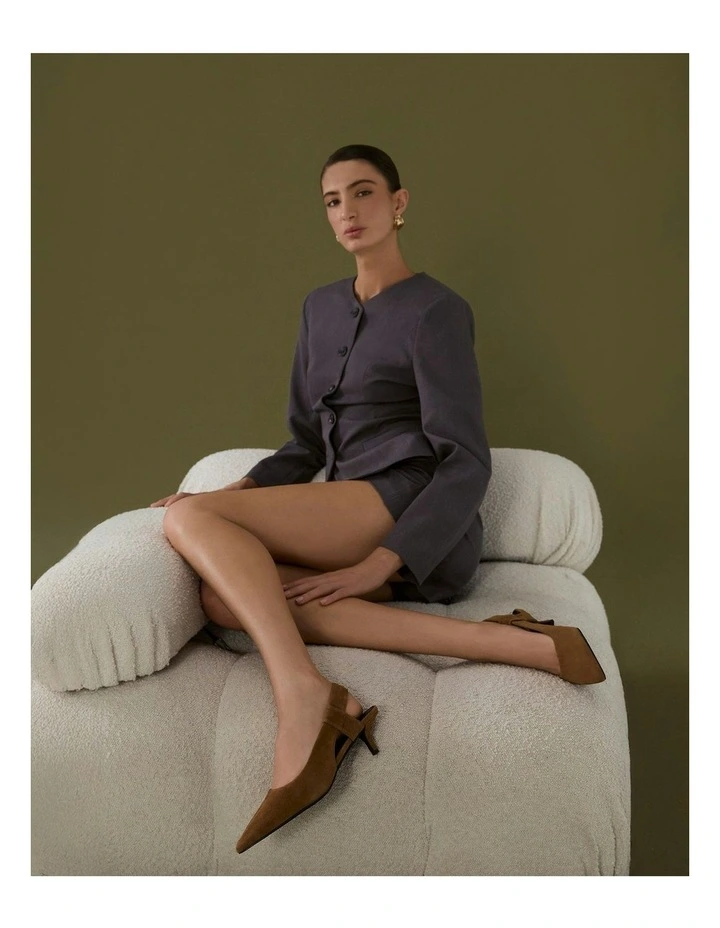 Suede Rosa Low Heels in Biscuit image 2