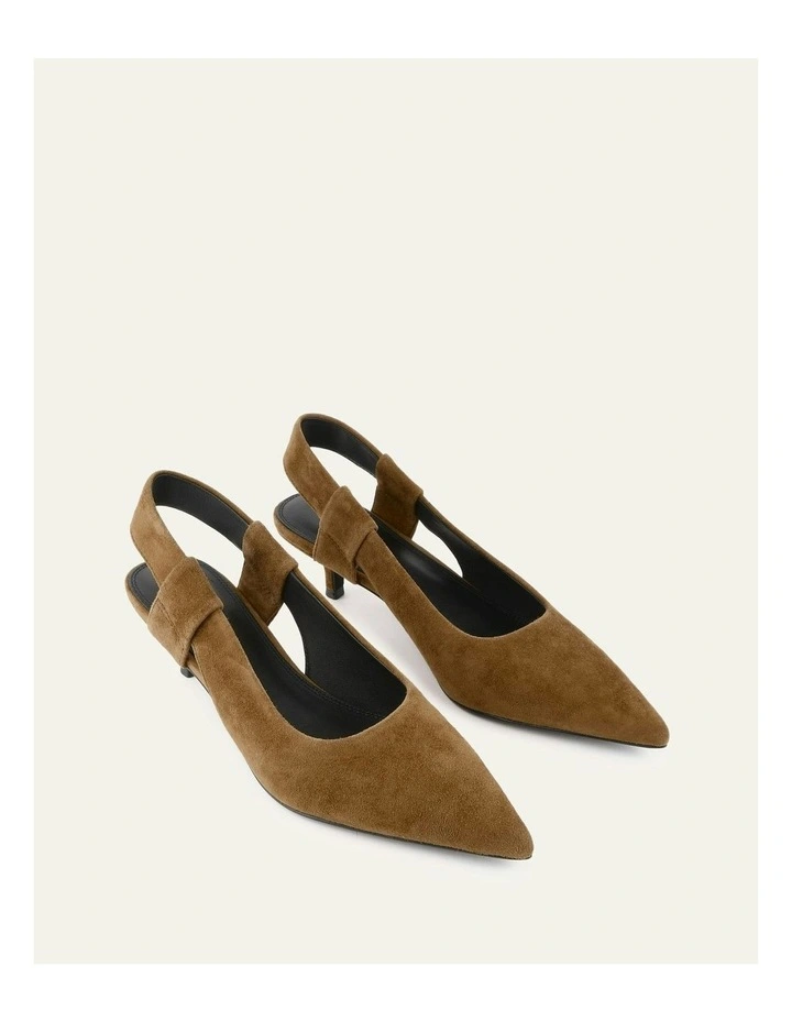 Suede Rosa Low Heels in Biscuit image 3