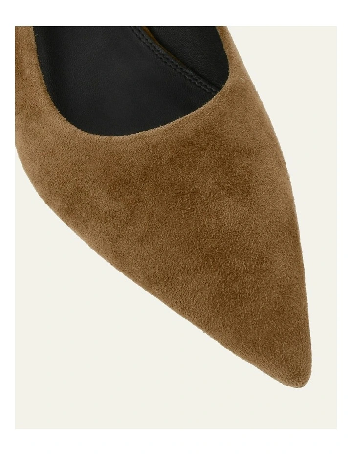 Suede Rosa Low Heels in Biscuit image 4