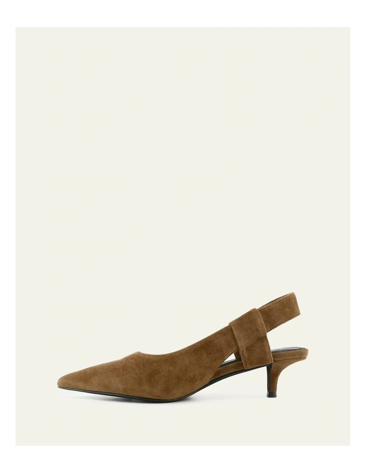 Suede Rosa Low Heels in Biscuit image 6