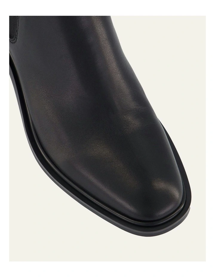 Leather Mona Flat Ankle Boots in Black image 4