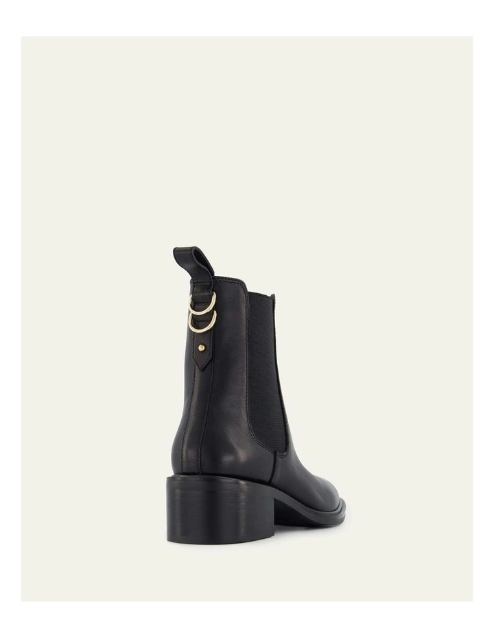 Leather Mona Flat Ankle Boots in Black image 5