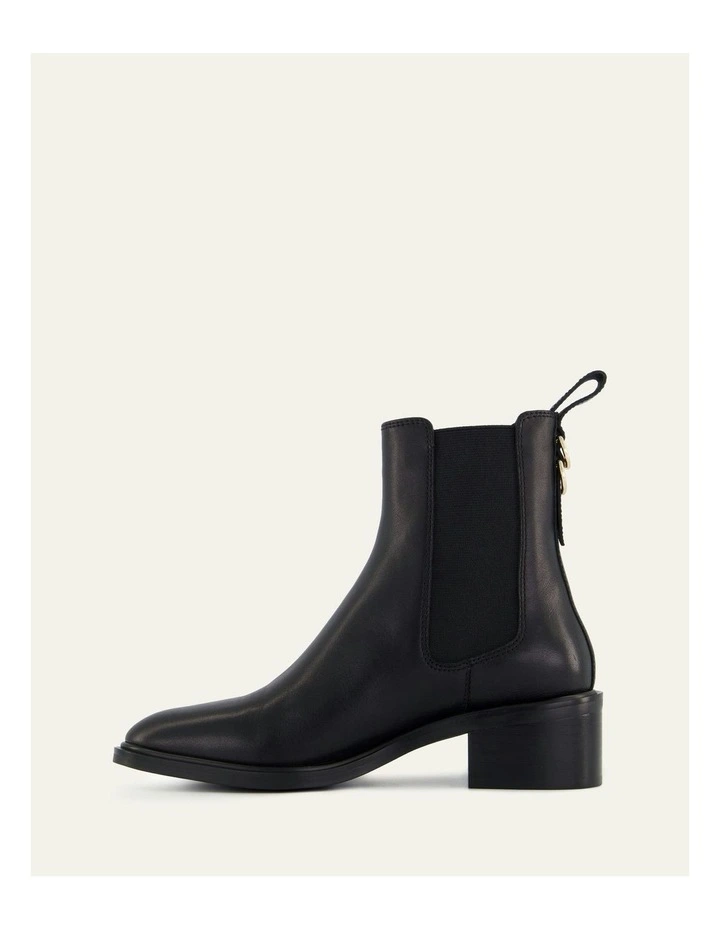 Leather Mona Flat Ankle Boots in Black image 6