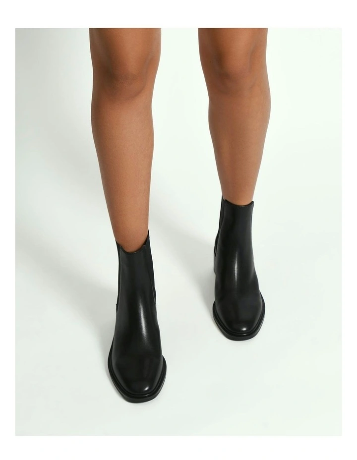 Leather Mona Flat Ankle Boots in Black image 7