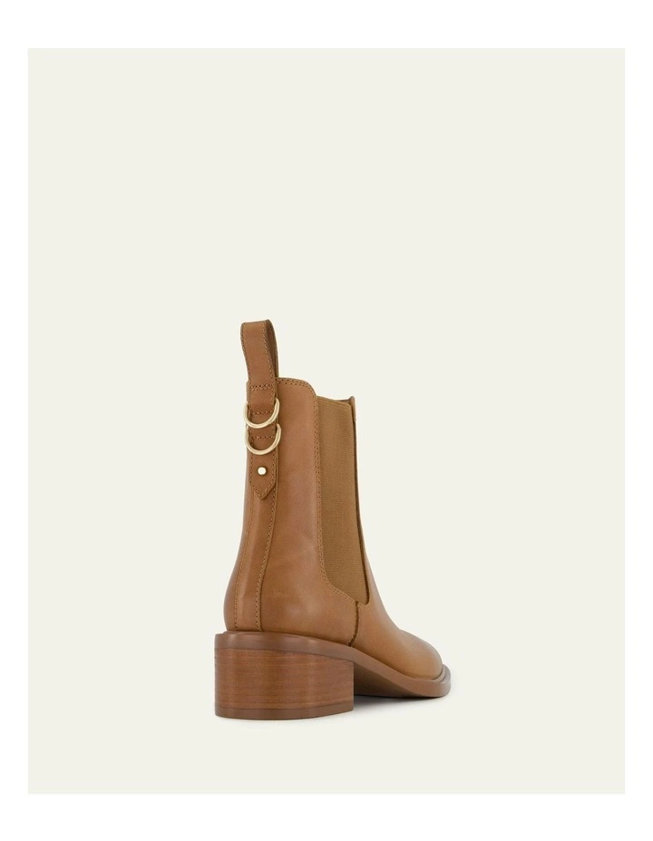 Leather Mona Flat Ankle Boots in True Tan image 5