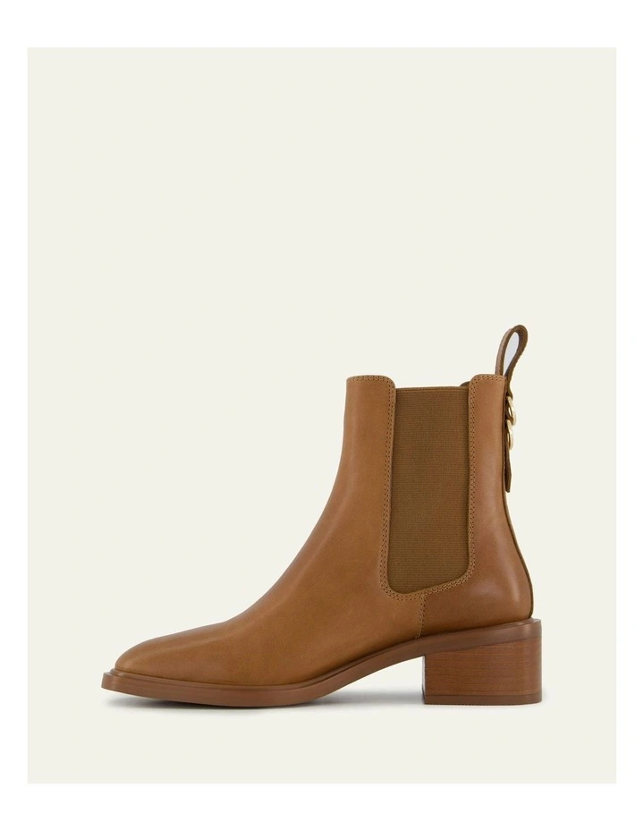 Leather Mona Flat Ankle Boots in True Tan image 6