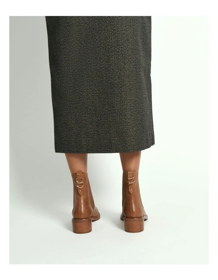 Leather Mona Flat Ankle Boots in True Tan image 7