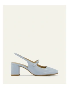 Peggy Low Heels in Mist Blue Patent
