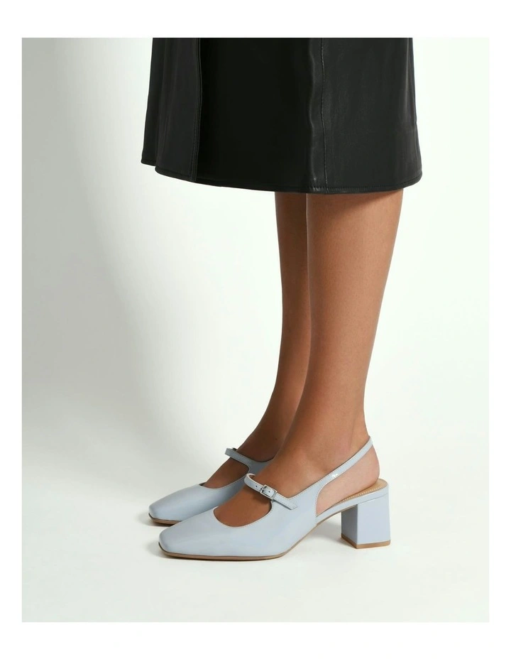 Peggy Low Heels in Mist Blue Patent image 7