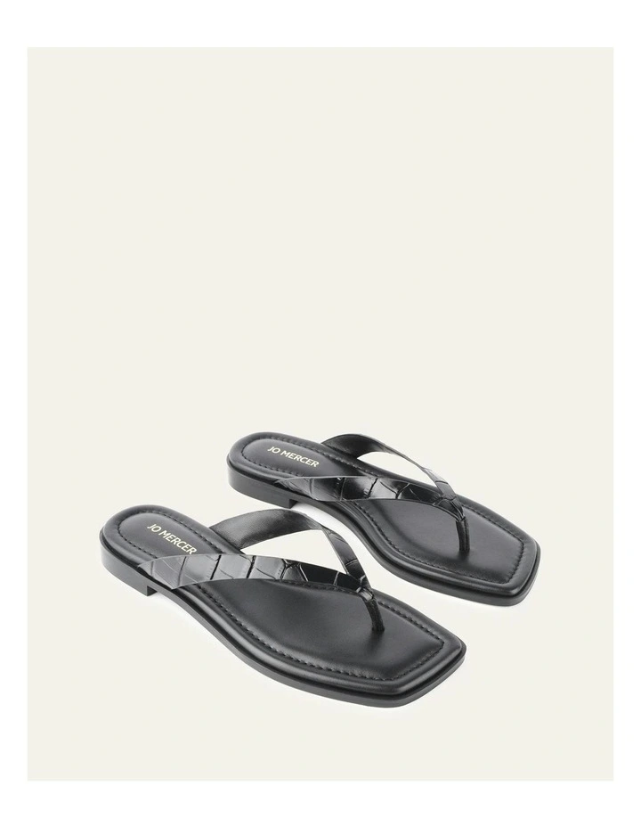 Frenchie Flat Sandals in Black Croc image 3