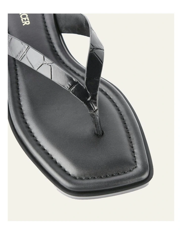 Frenchie Flat Sandals in Black Croc image 4