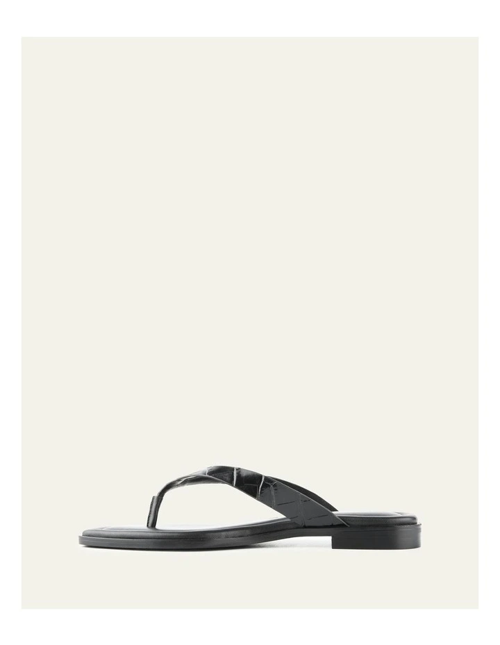 Frenchie Flat Sandals in Black Croc image 6
