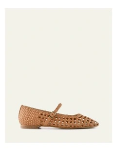 Willis Casual Leather Flats Shoe in Caramel