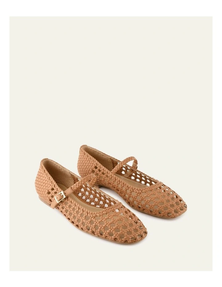Willis Casual Leather Flats Shoe in Caramel image 3