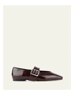 Sarah Casual Flats Merlot Crinkle Patent in Red