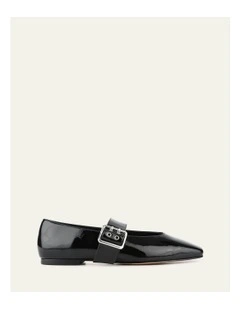 Sarah Casual Flats Crinkle Patent in Black