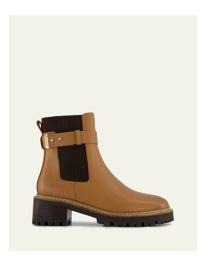 Kiko Flat Ankle Boots True Leather in Tan image 1